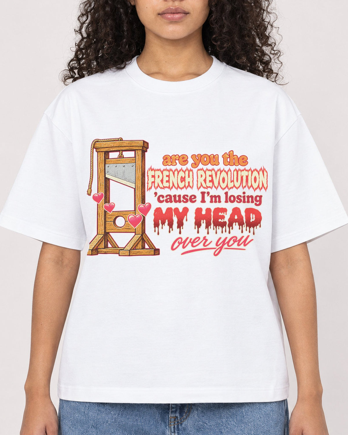 Mockup Boxy Heavyweight Tee White female close-up 10