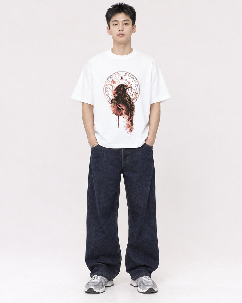 Mockup Boxy Heavyweight Tee White male full-body 21