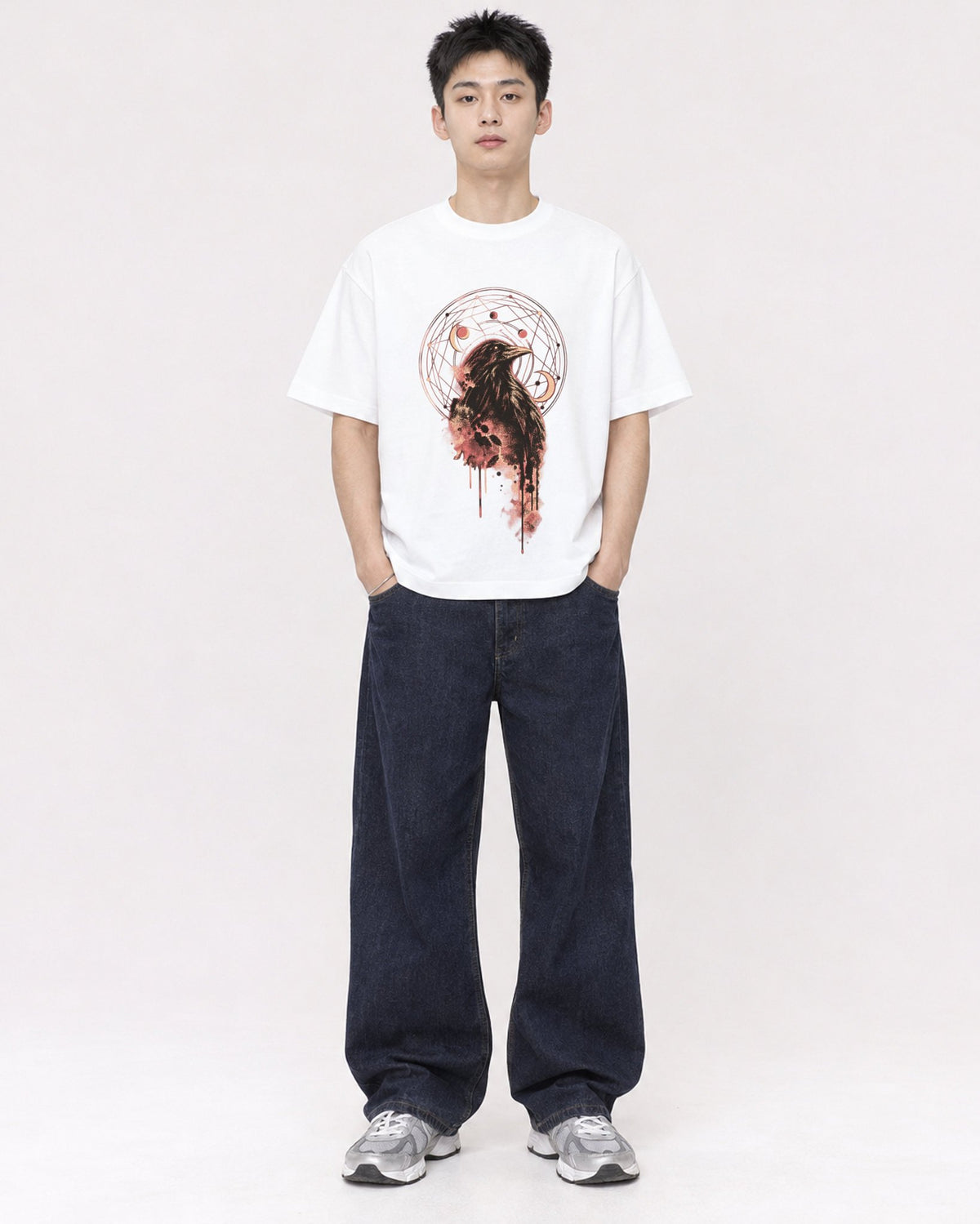 Mockup Boxy Heavyweight Tee White male full-body 21