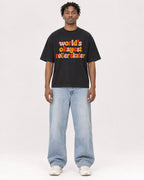 Mockup Boxy Heavyweight Tee Black male full-body 05
