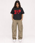 Mockup Boxy Heavyweight Tee Black female full-body 06