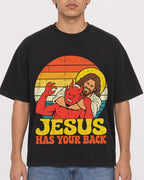 Mockup Boxy Heavyweight Tee Black male close-up 46