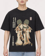 Mockup Boxy Heavyweight Tee Black male close-up 01