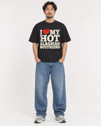 Mockup Boxy Heavyweight Tee Black male full-body 02