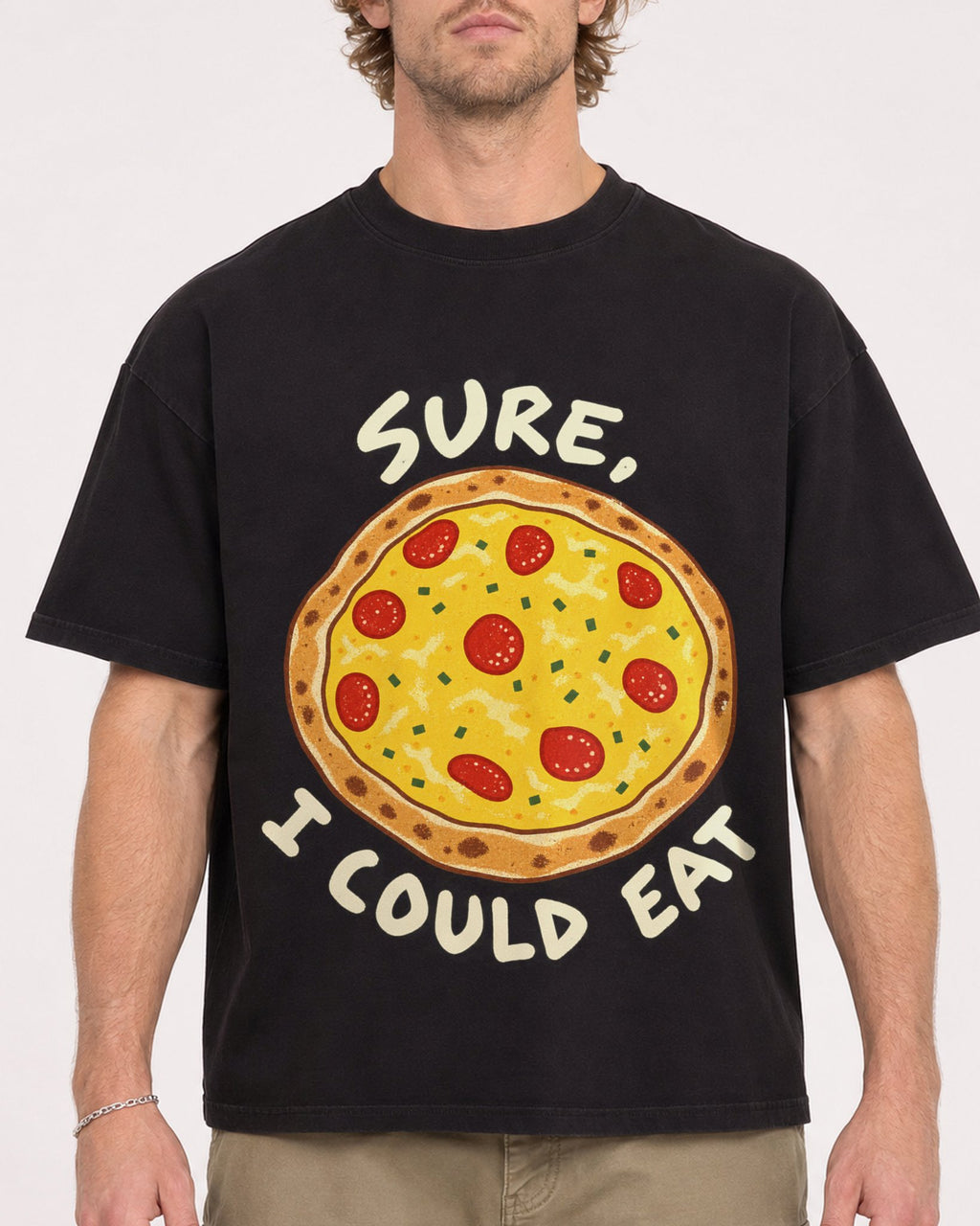 Mockup Boxy Heavyweight Tee Black male close-up 28