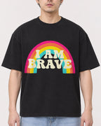 Mockup Boxy Heavyweight Tee Black male close-up 13