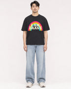 Mockup Boxy Heavyweight Tee Black male full-body 13