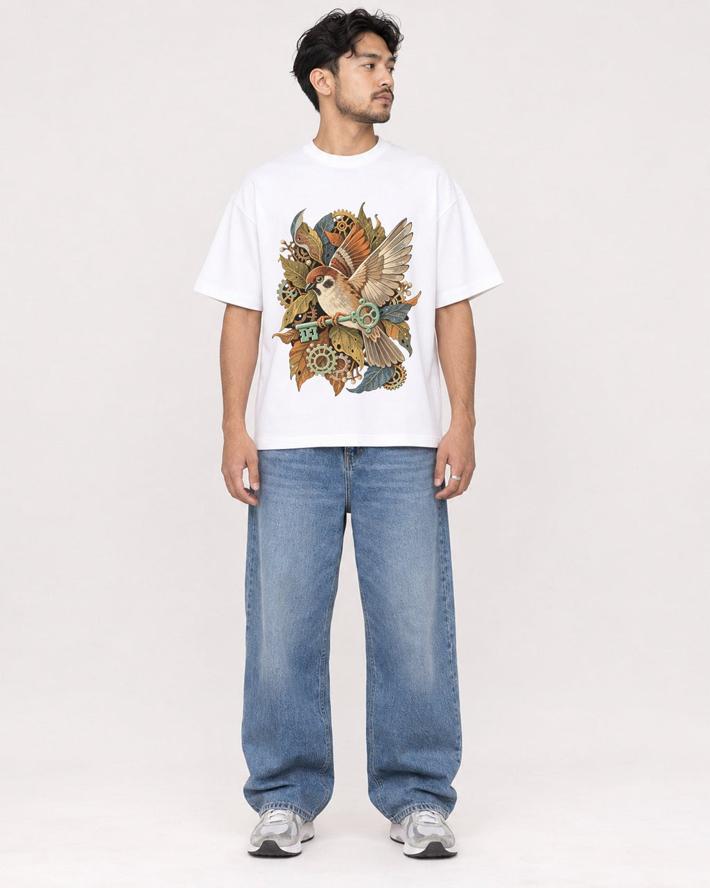 Mockup Boxy Heavyweight Tee White male full-body 02