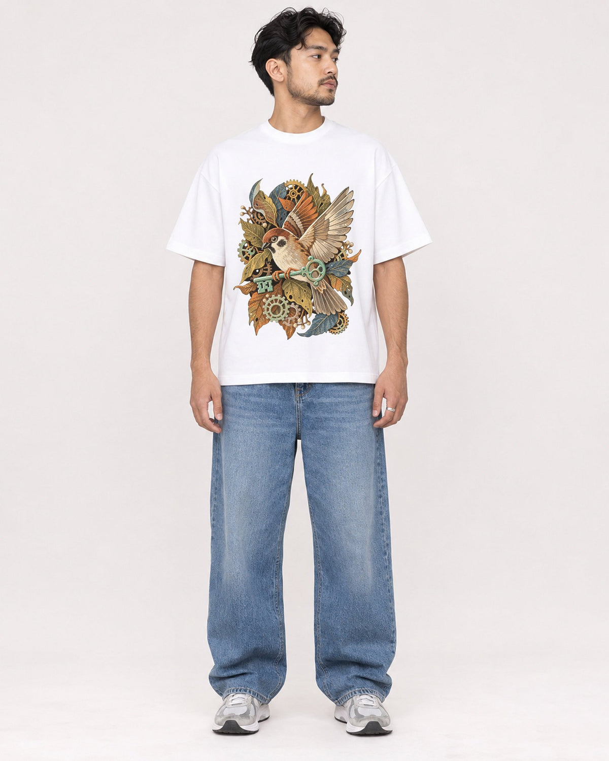 Mockup Boxy Heavyweight Tee White male full-body 02