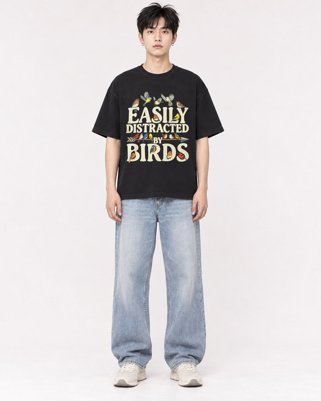 Mockup Boxy Heavyweight Tee Black male full-body 01