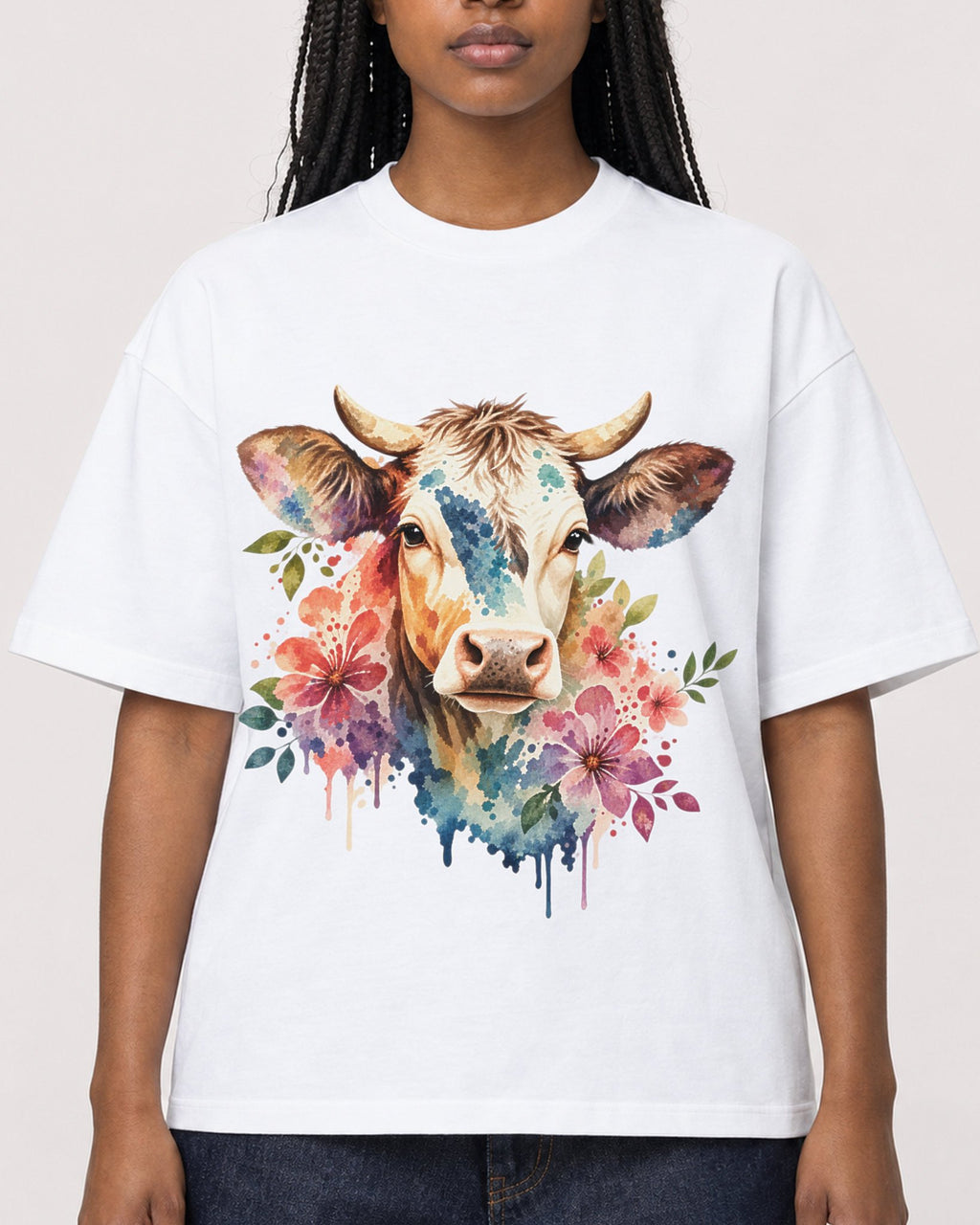 Mockup Boxy Heavyweight Tee White female close-up 04