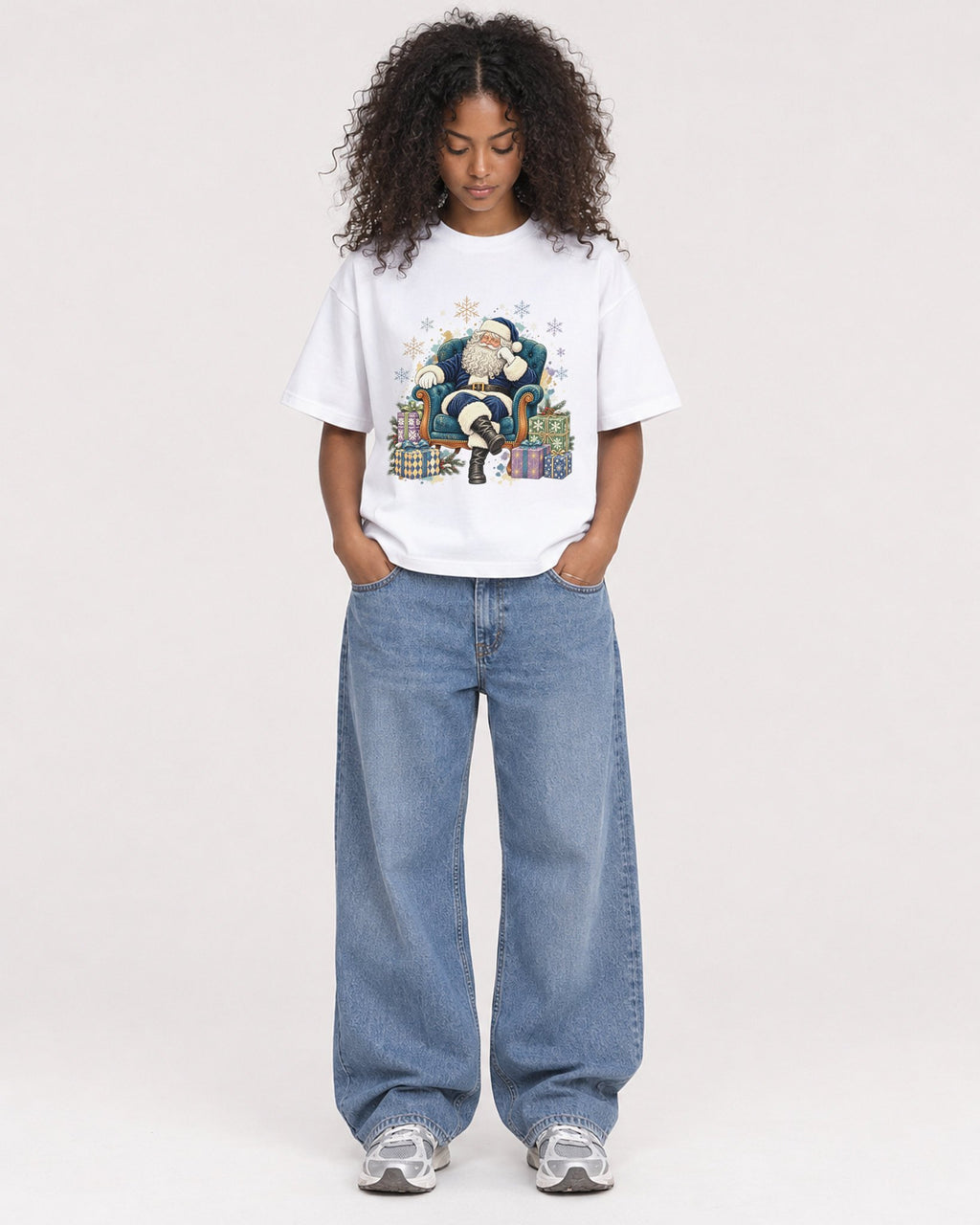 Mockup Boxy Heavyweight Tee White female full-body 05
