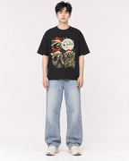 Mockup Boxy Heavyweight Tee Black male full-body 01