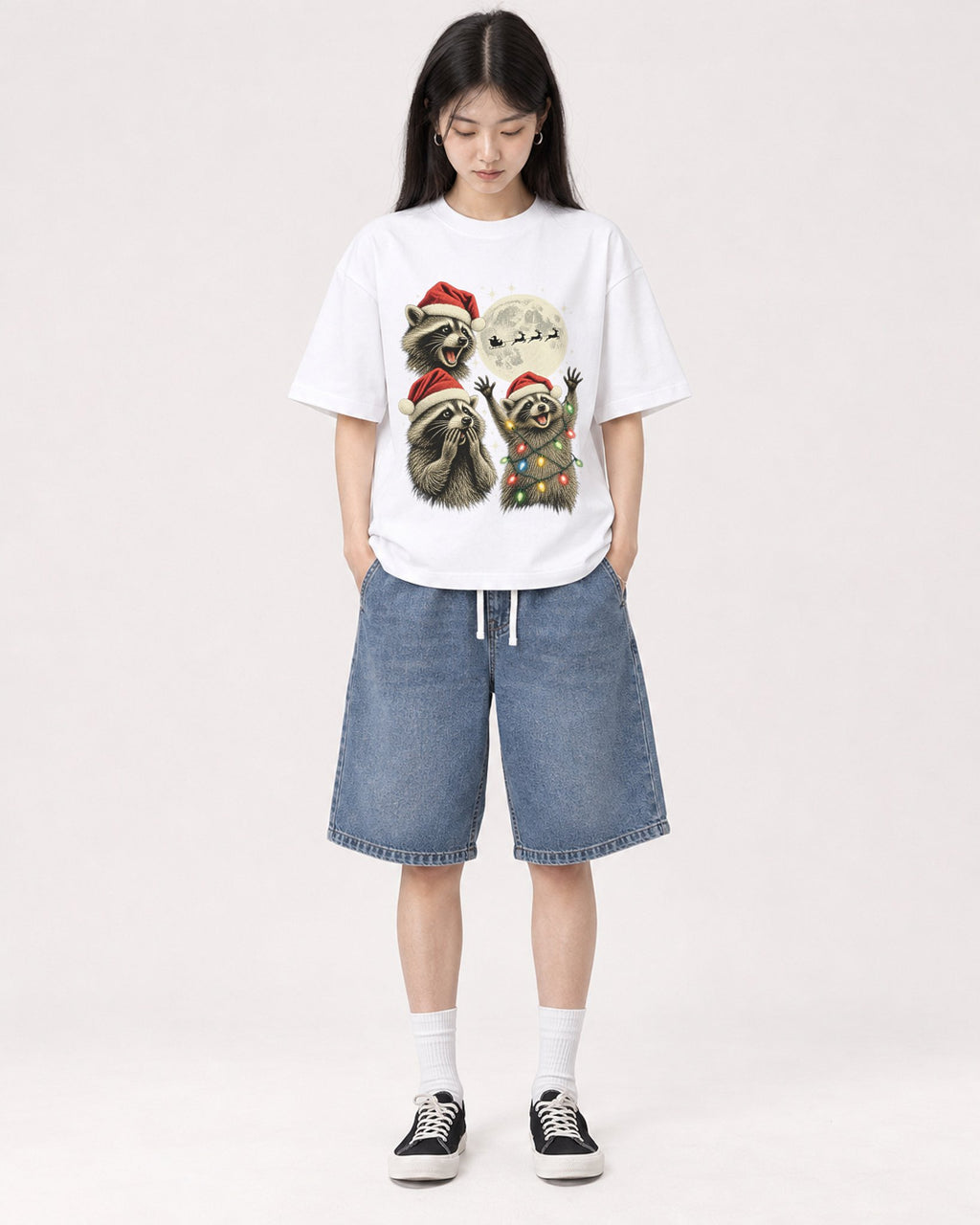 Mockup Boxy Heavyweight Tee White female full-body 01