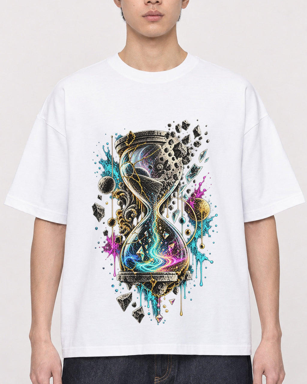 Mockup Boxy Heavyweight Tee White male close-up 01