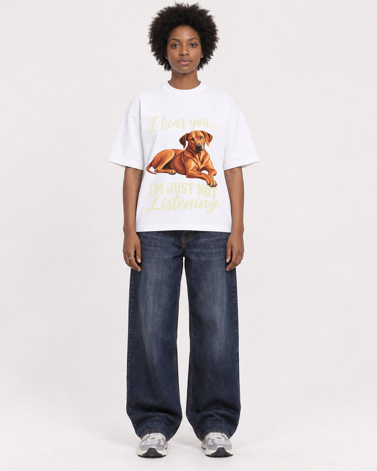 Mockup Boxy Heavyweight Tee White female full-body 14