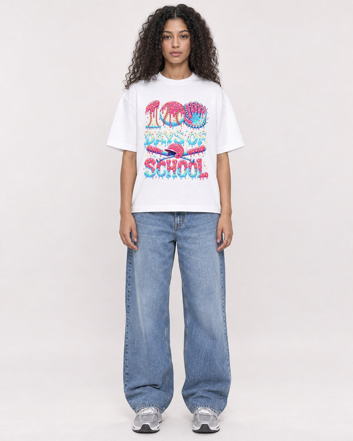 Mockup Boxy Heavyweight Tee White female full-body 10