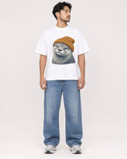 Mockup Boxy Heavyweight Tee White male full-body 02