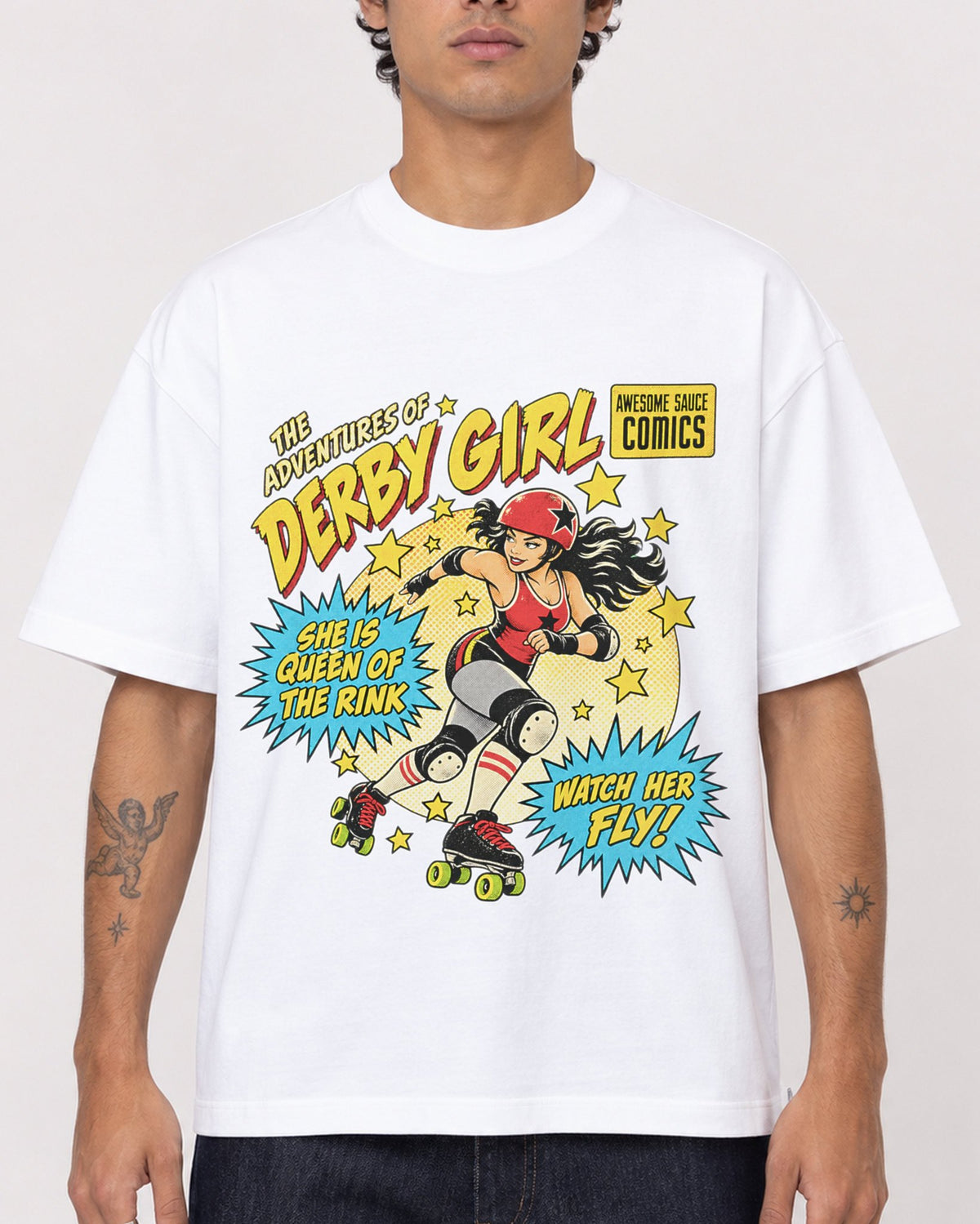 Mockup Boxy Heavyweight Tee White male close-up 06