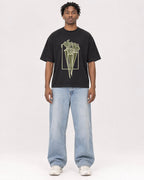 Mockup Boxy Heavyweight Tee Black male full-body 05