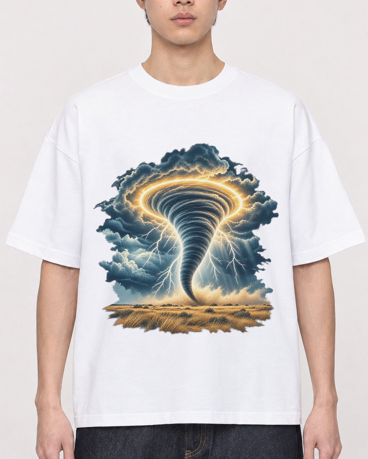 Mockup Boxy Heavyweight Tee White male close-up 01
