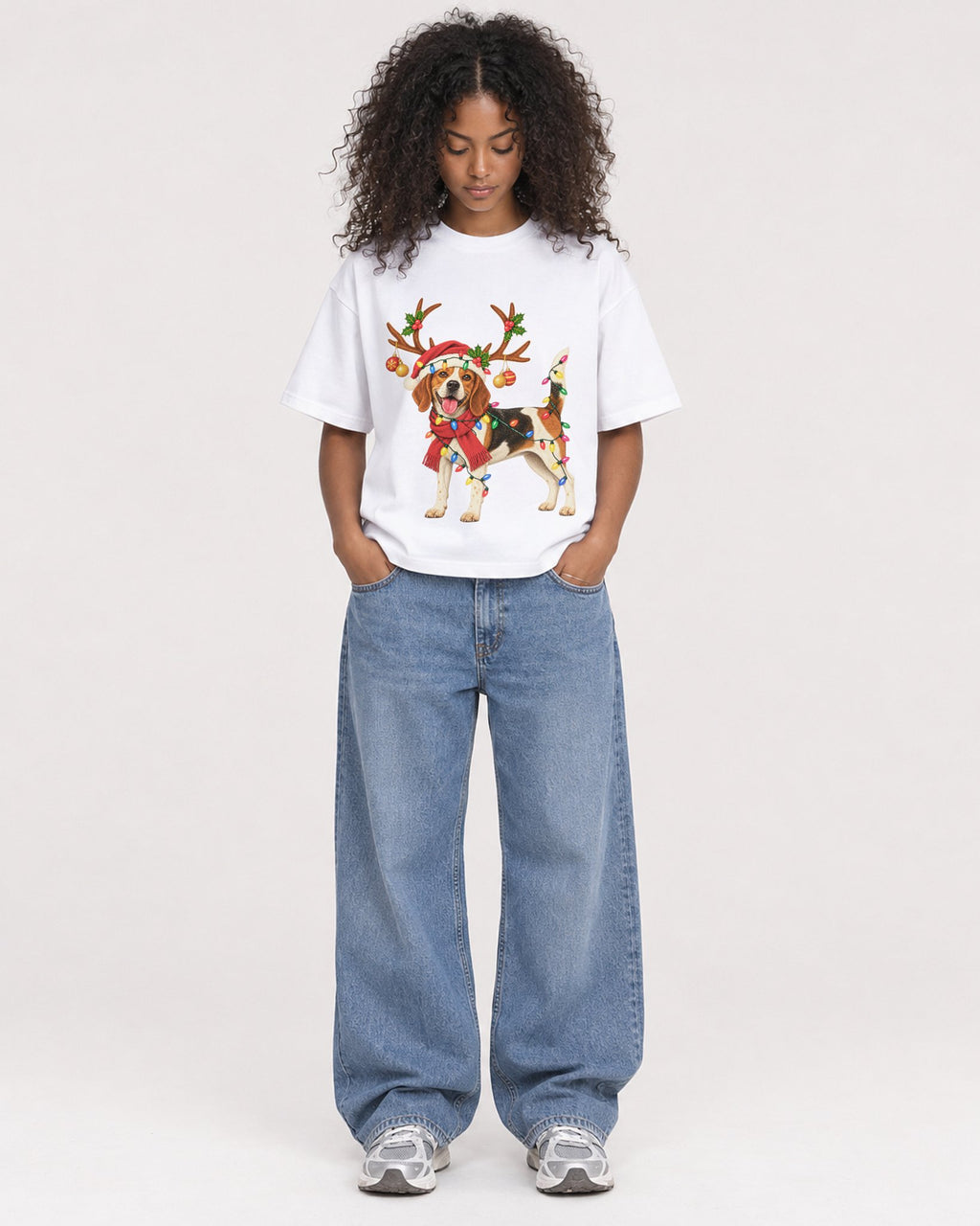 Mockup Boxy Heavyweight Tee White female full-body 05