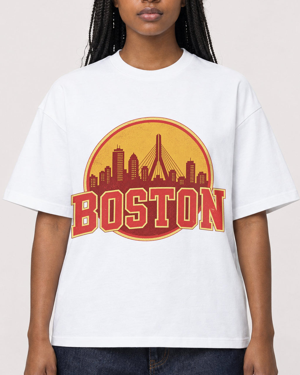 Mockup Boxy Heavyweight Tee White female close-up 04