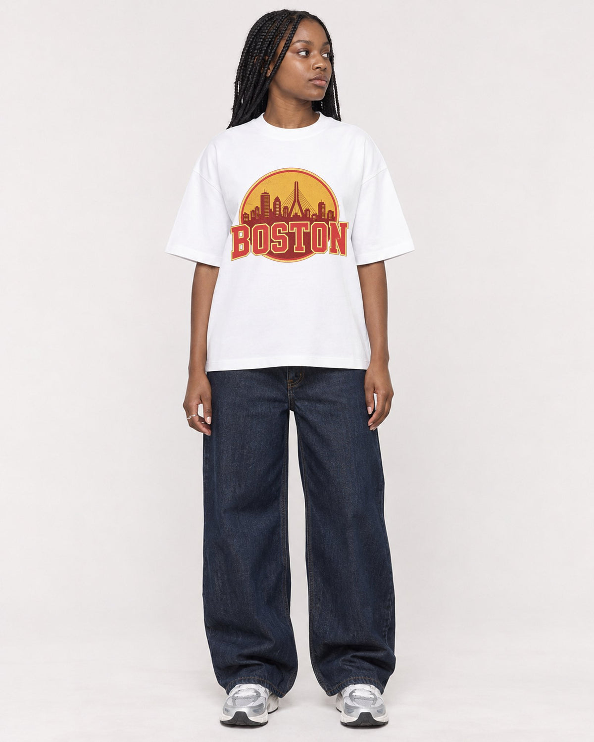 Mockup Boxy Heavyweight Tee White female full-body 04