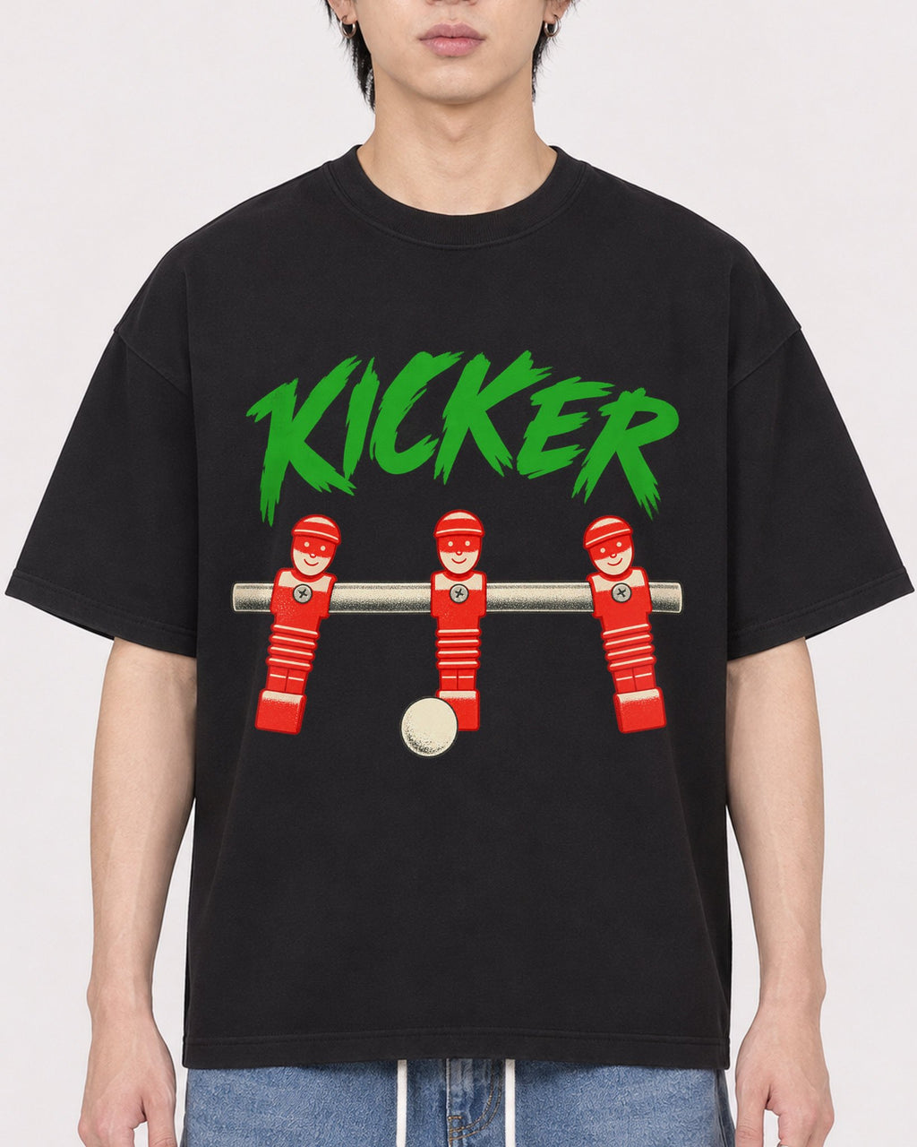 Mockup Boxy Heavyweight Tee Black male close-up 11