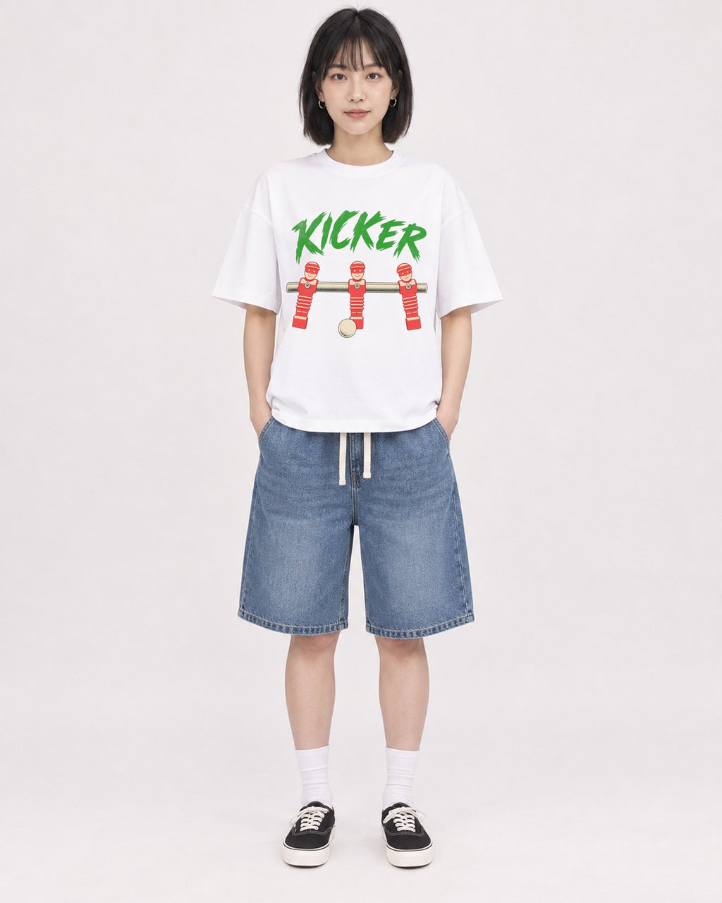 Mockup Boxy Heavyweight Tee White female full-body 11