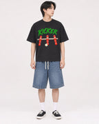 Mockup Boxy Heavyweight Tee Black male full-body 11