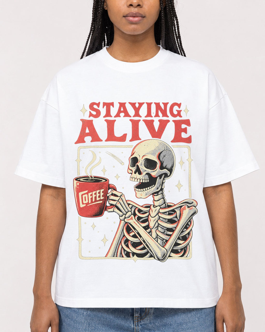 Mockup Boxy Heavyweight Tee White female close-up 45