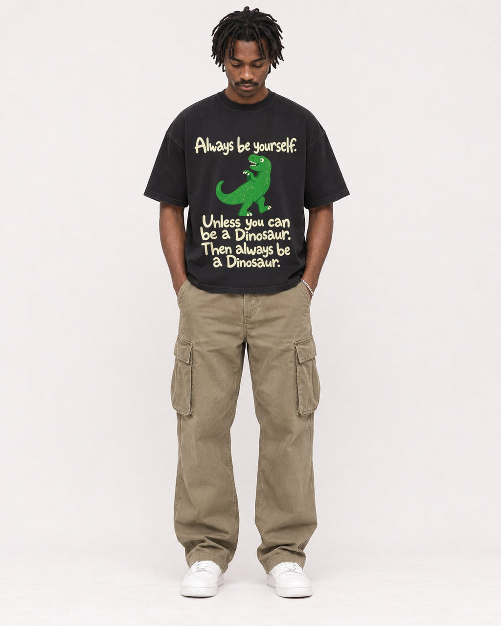 Mockup Boxy Heavyweight Tee Black male full-body 04