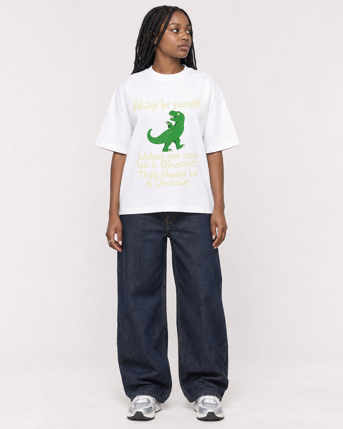Mockup Boxy Heavyweight Tee White female full-body 04