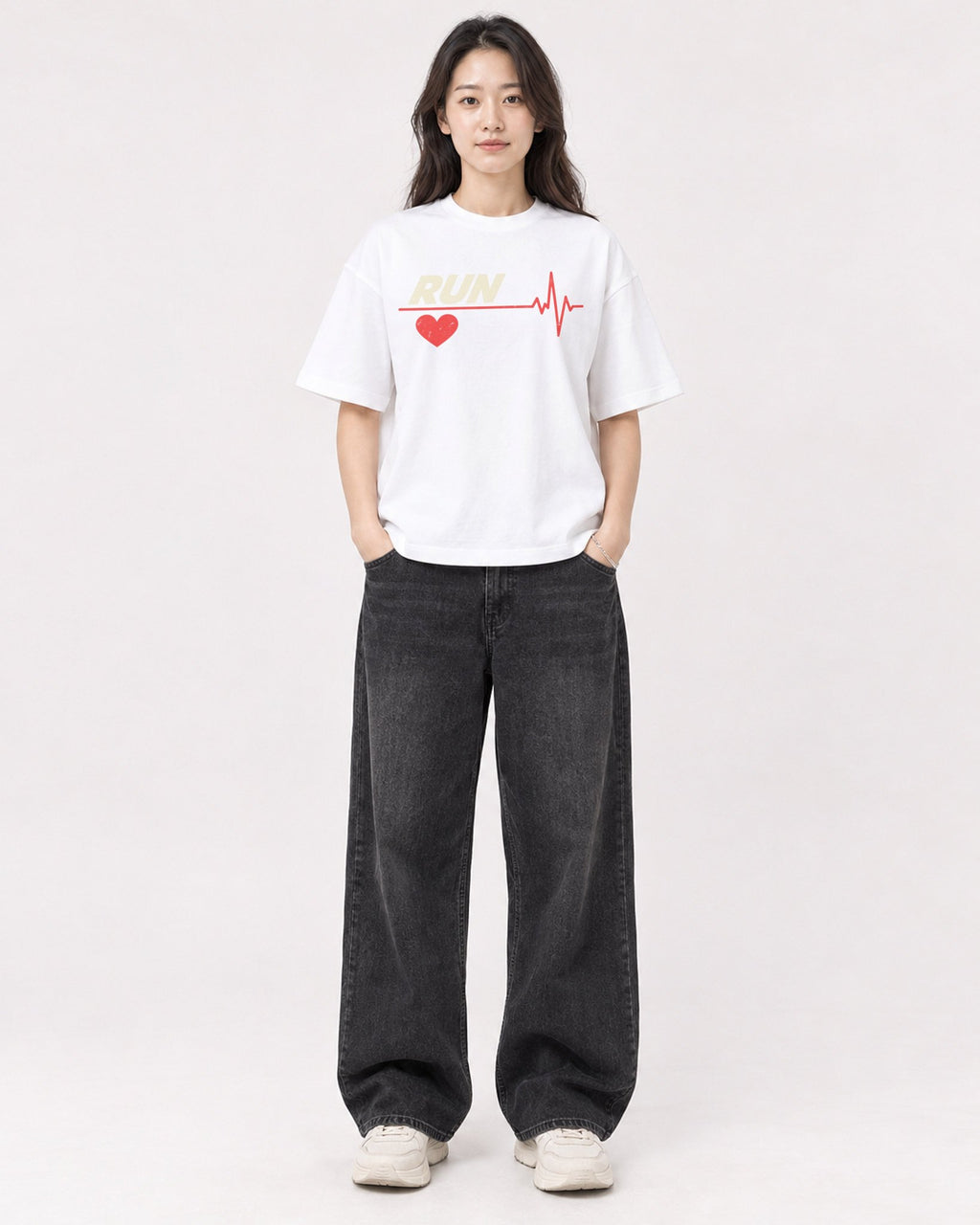 Mockup Boxy Heavyweight Tee White female full-body 03