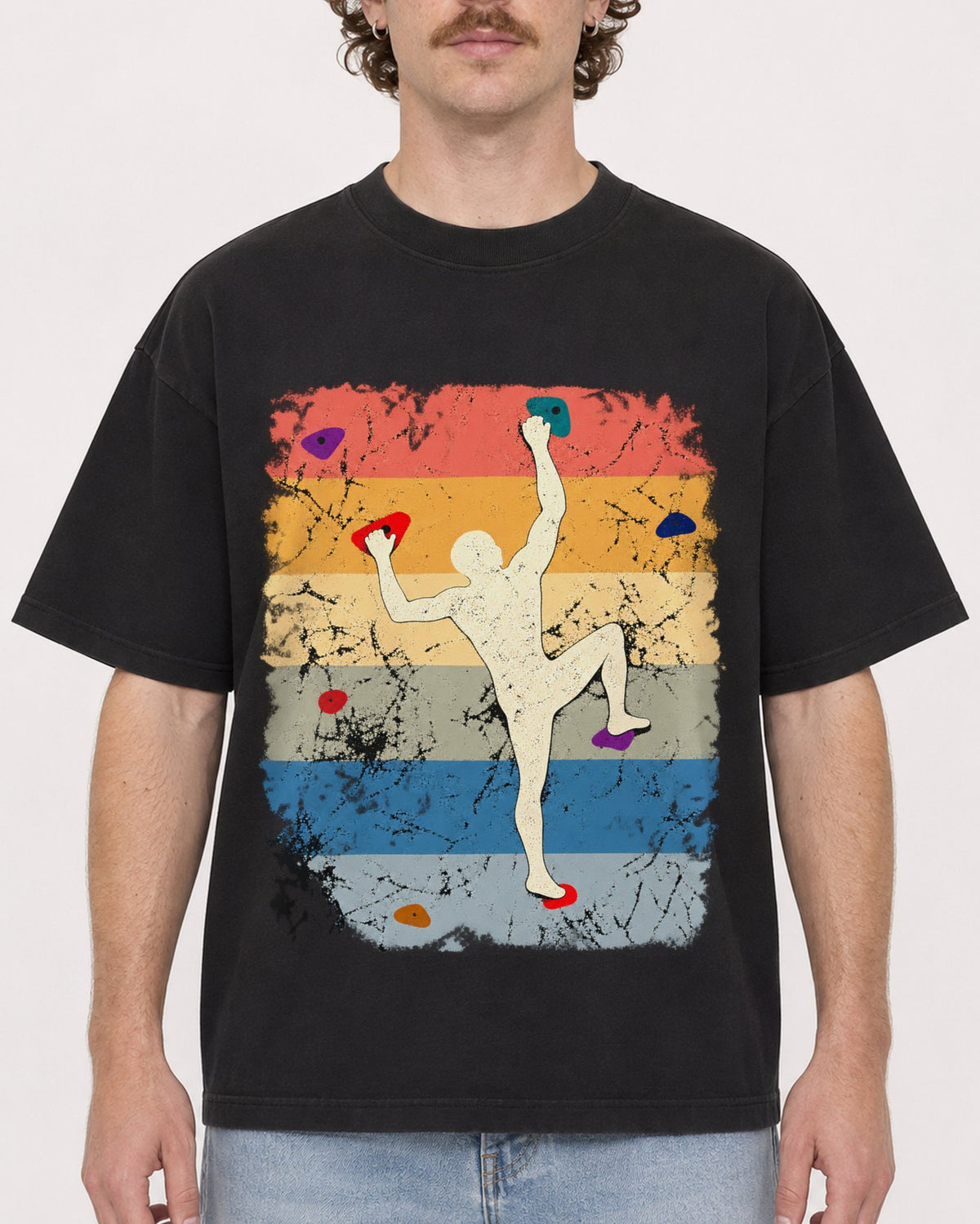Mockup Boxy Heavyweight Tee Black male close-up 09