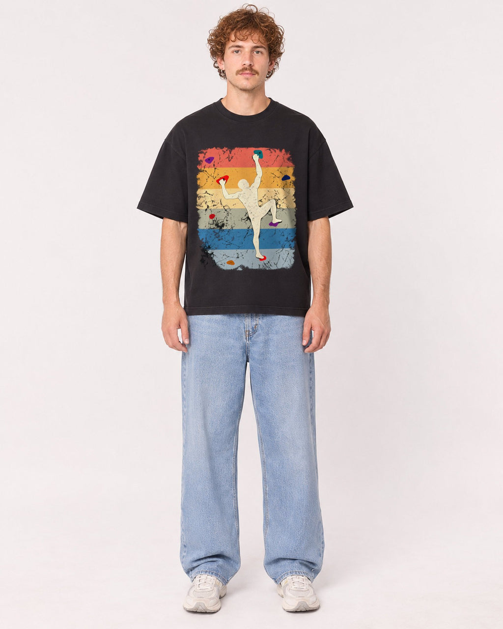 Mockup Boxy Heavyweight Tee Black male full-body 09