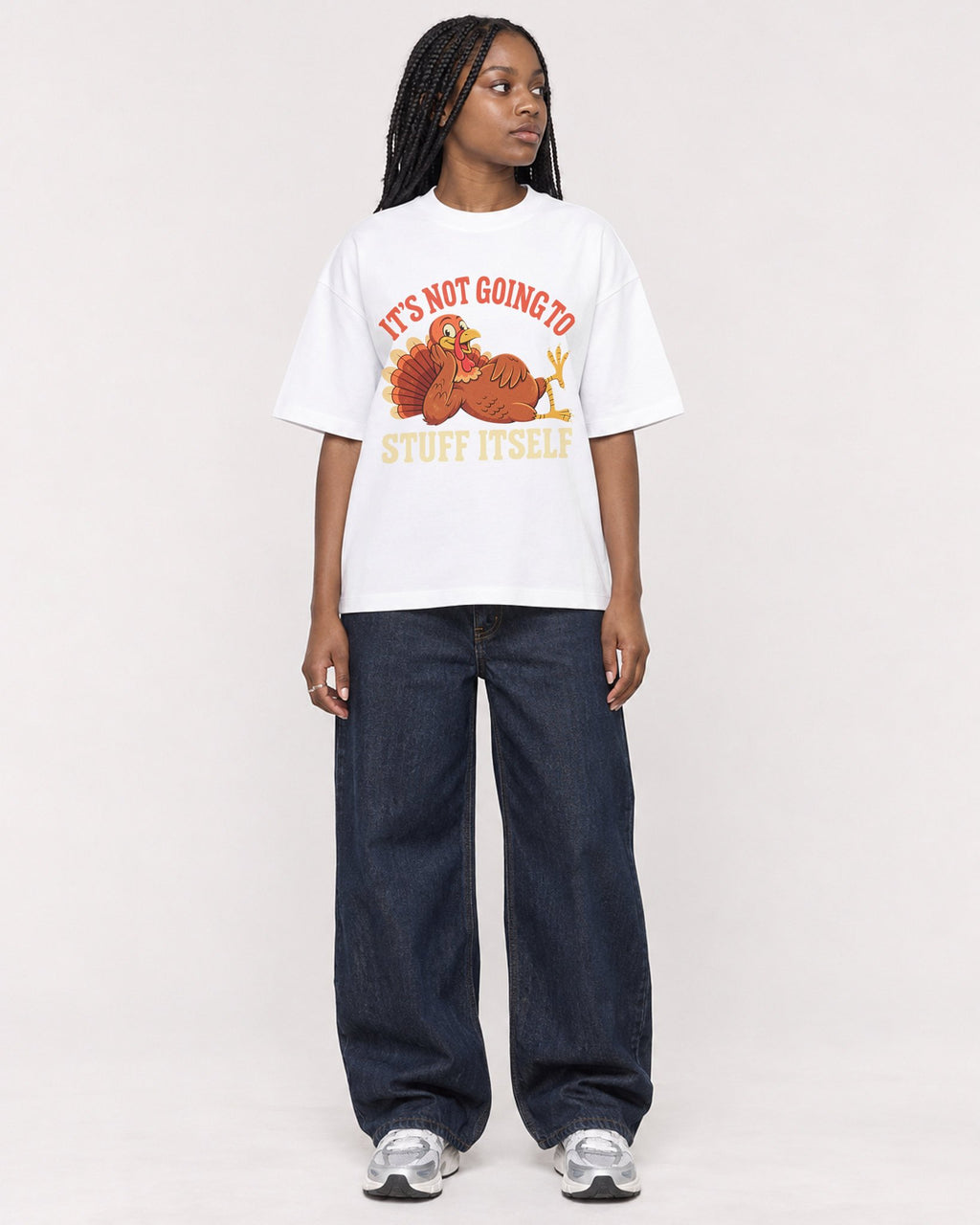 Mockup Boxy Heavyweight Tee White female full-body 04