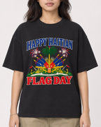Mockup Boxy Heavyweight Tee Black female close-up 02