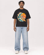 Mockup Boxy Heavyweight Tee Black male full-body 05