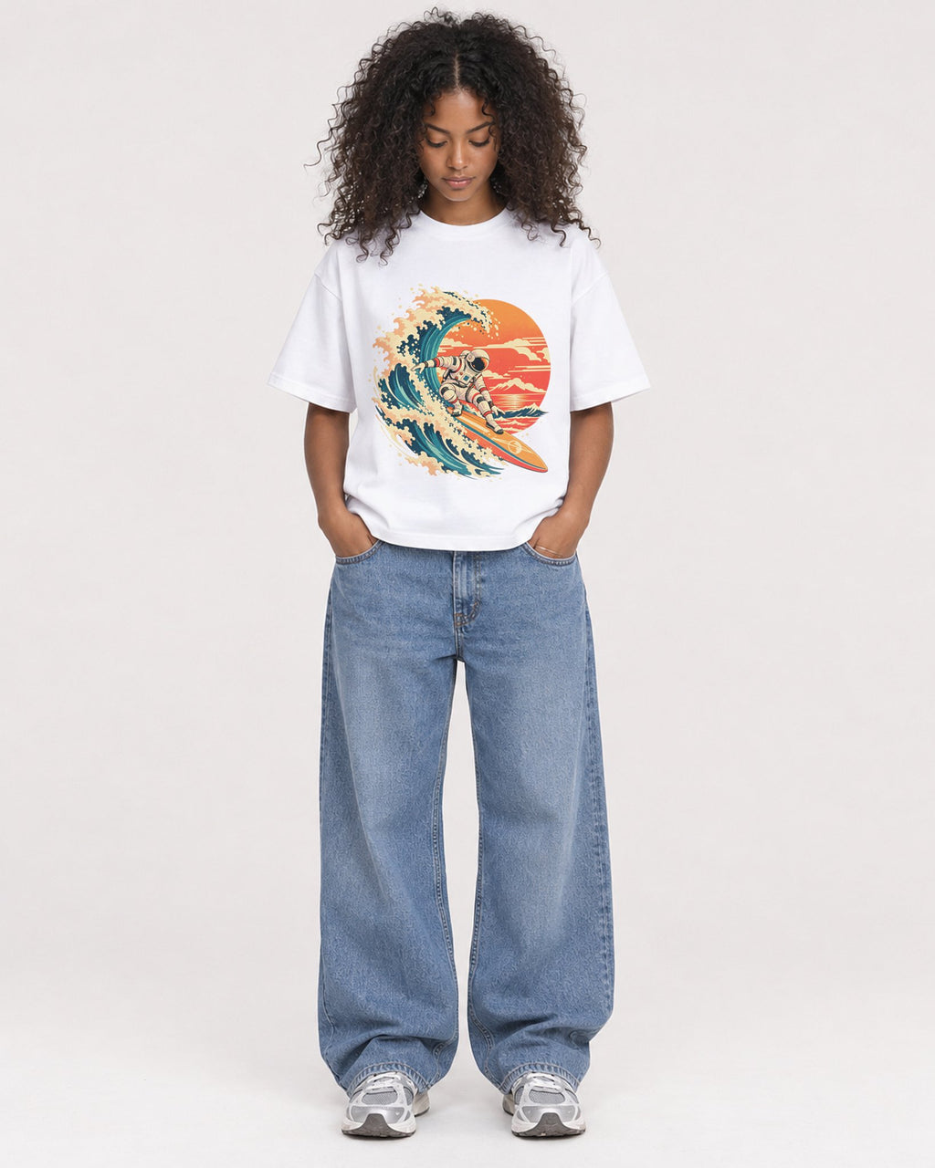Mockup Boxy Heavyweight Tee White female full-body 05