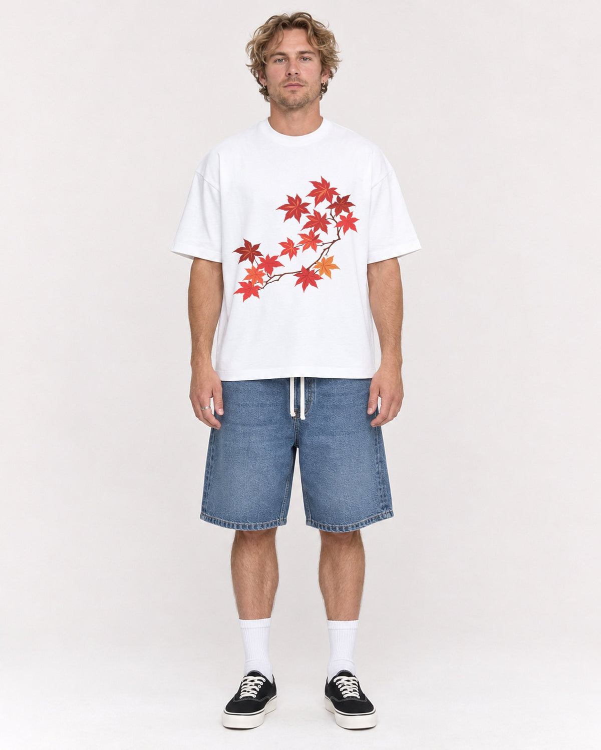 Mockup Boxy Heavyweight Tee White male full-body 28