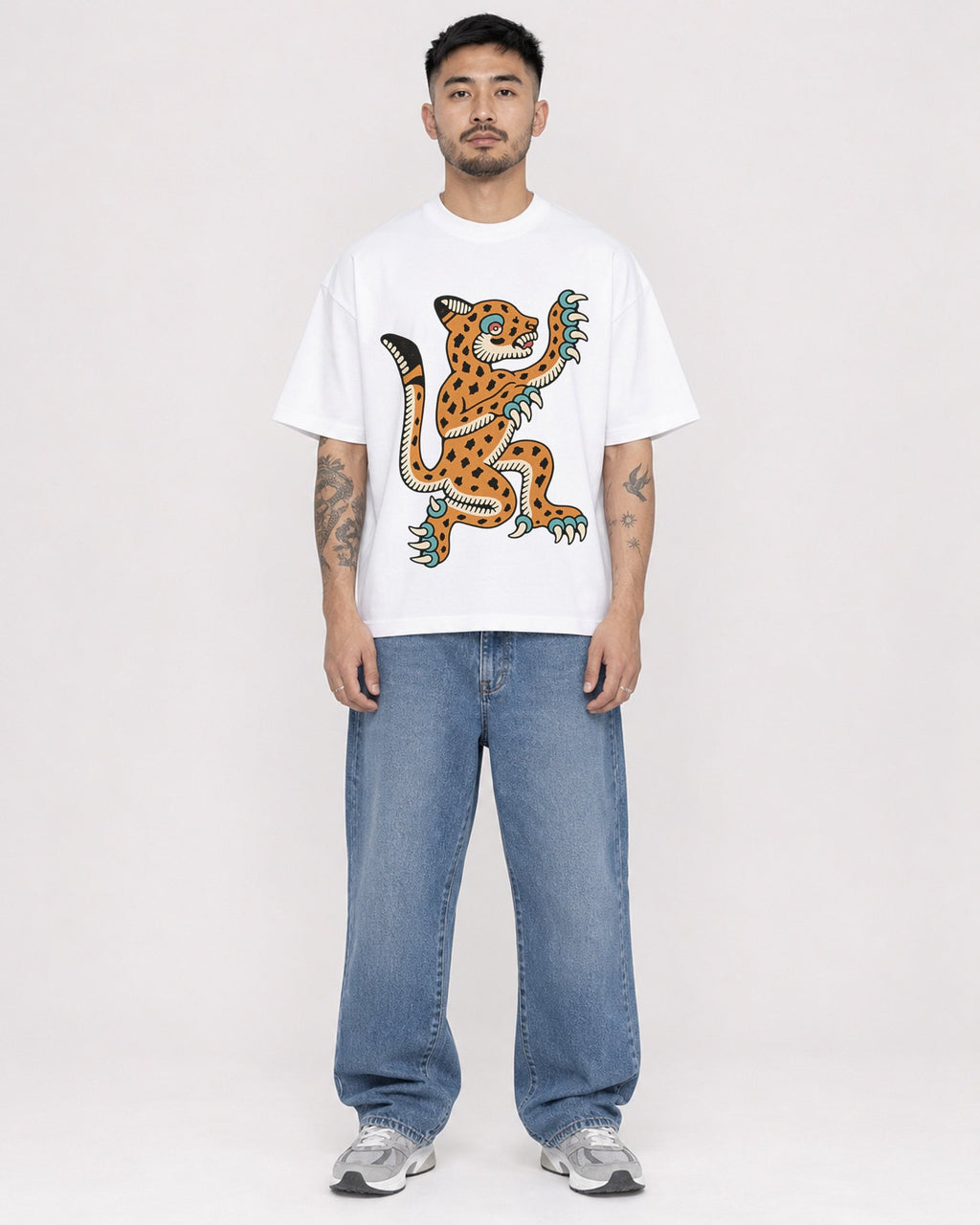 Mockup Boxy Heavyweight Tee White male full-body 12