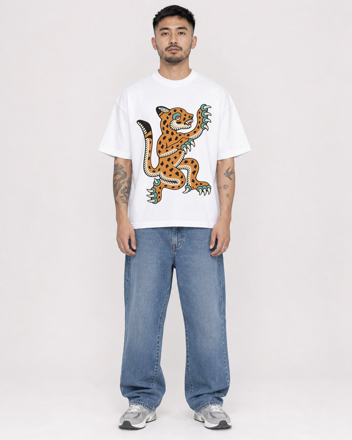 Mockup Boxy Heavyweight Tee White male full-body 12
