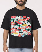 Mockup Boxy Heavyweight Tee Black male close-up 17