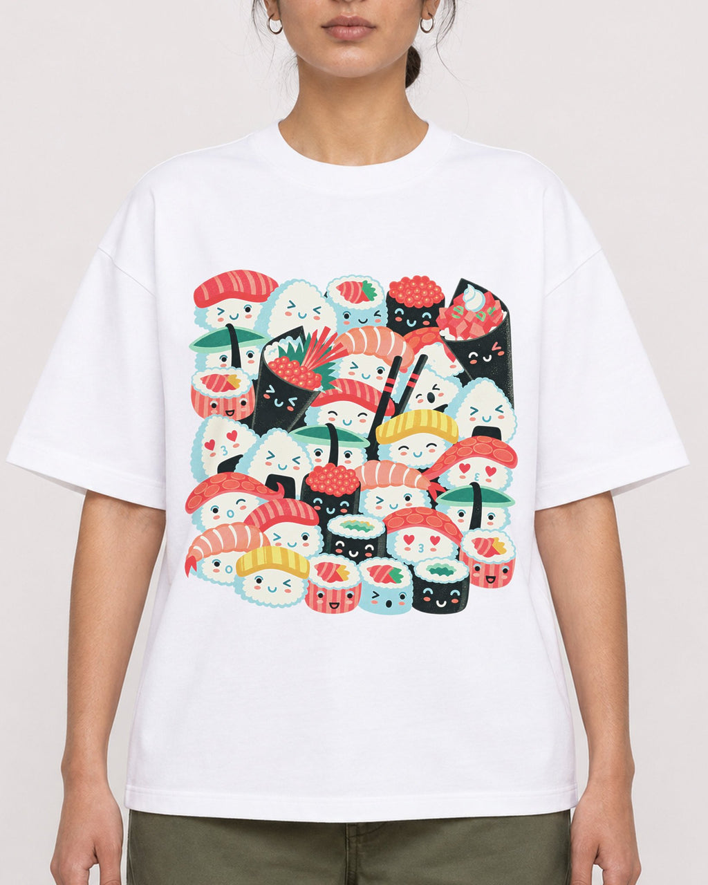 Mockup Boxy Heavyweight Tee White female close-up 17