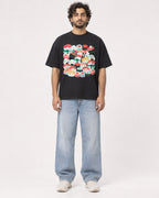 Mockup Boxy Heavyweight Tee Black male full-body 17