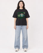 Mockup Boxy Heavyweight Tee Black female full-body 03