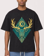 Mockup Boxy Heavyweight Tee Black male close-up 35