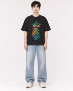 Mockup Boxy Heavyweight Tee Black male full-body 01